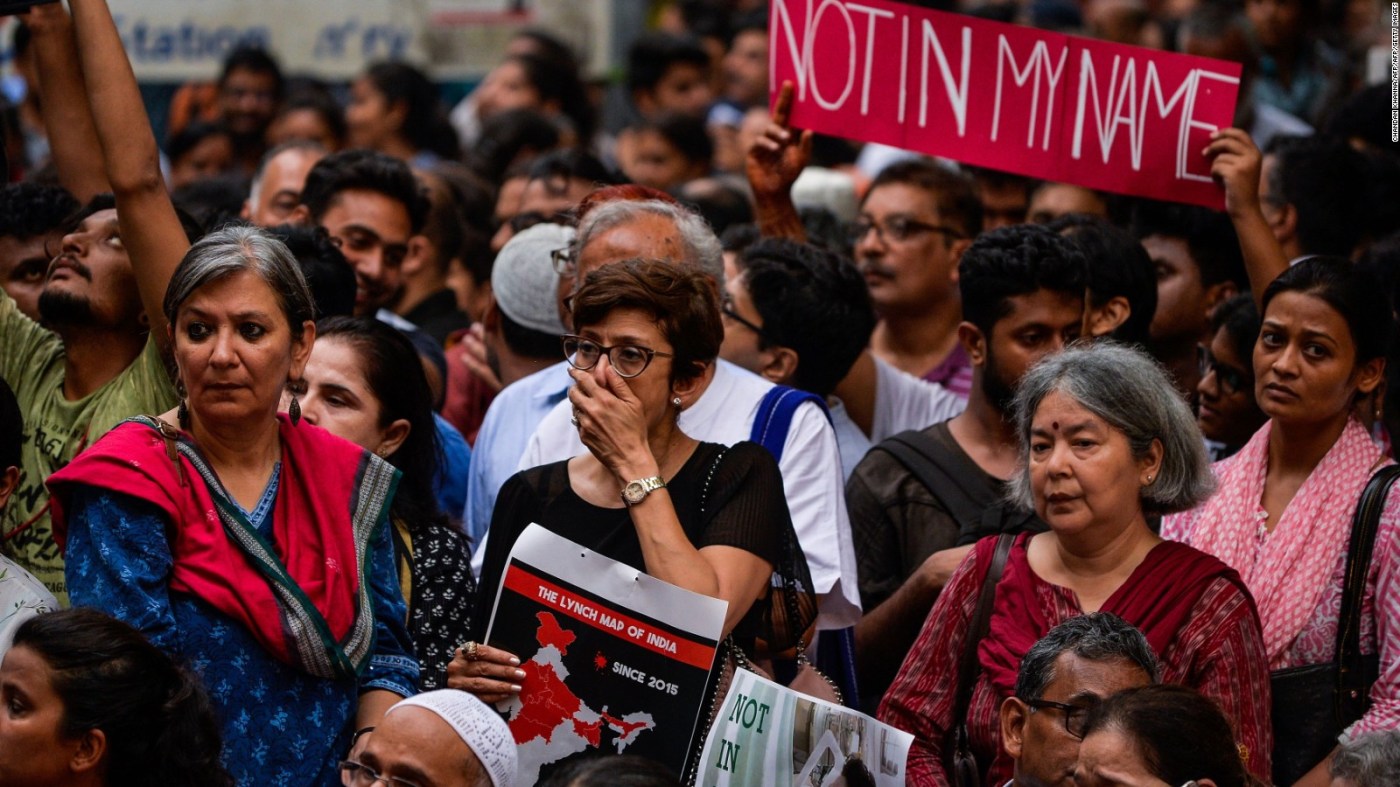 Protests against increase in mob lynching in India.