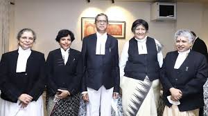 Former Chief Justice NV Ramana, Justice Hima Kohli, Justice Bela M Trivedi, Justice Indira Banerjee and Justice BV Nagarathna.